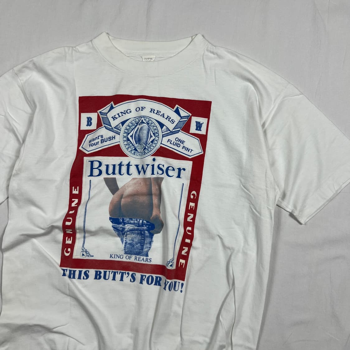 90‘s buttwiser king of rears 패러디 반팔티 상품이미지2