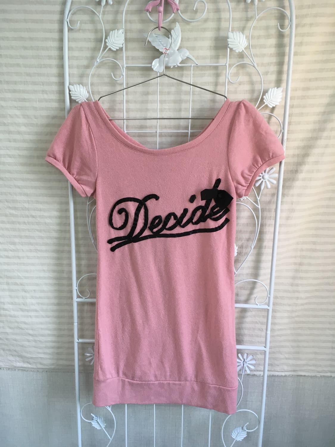 jpn vintage 핑크 퍼프 리본 니트 원피스 상품이미지1