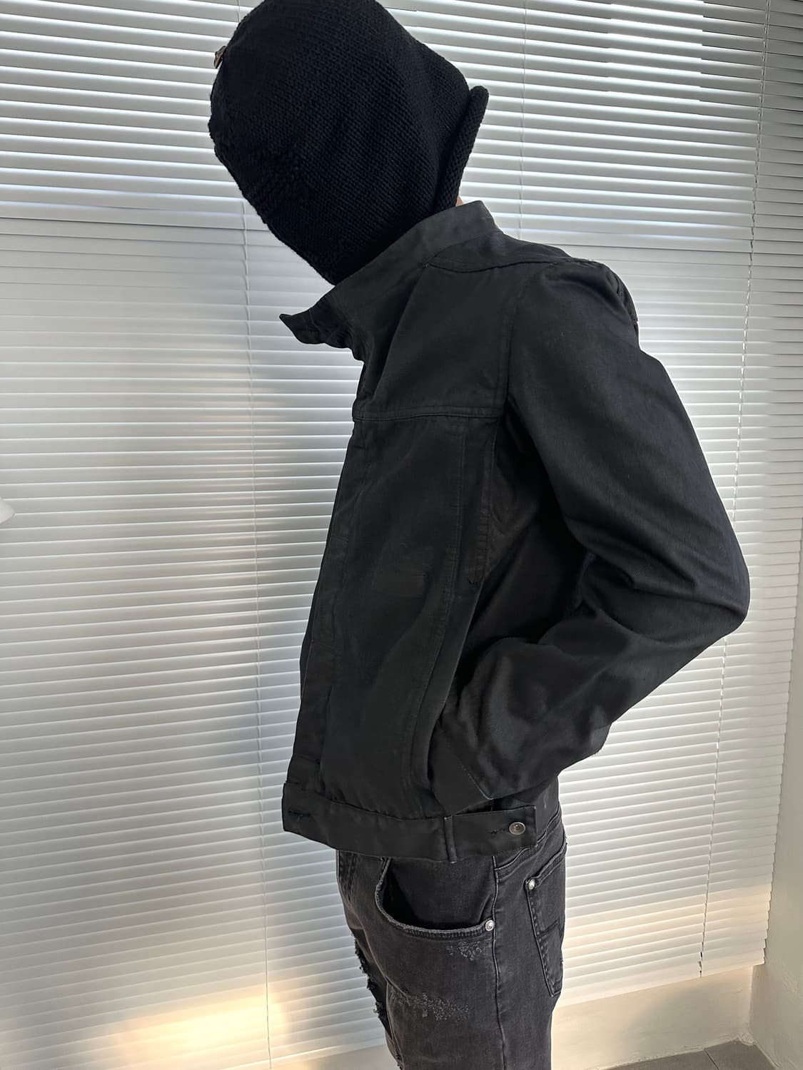 릭오웬스 슬레이브 왁스코팅 하이넥 자켓 상품이미지3