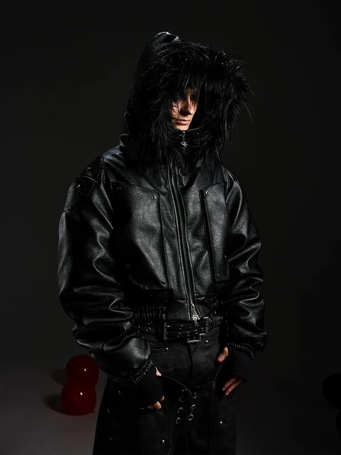 Opium Dark Leather Fur Bomber 상품이미지7