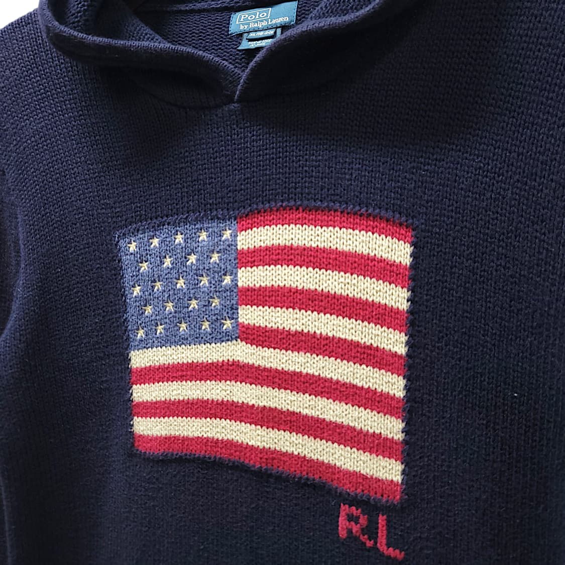 [S] 폴로 네이비 성조기 후드 니트 상품이미지5