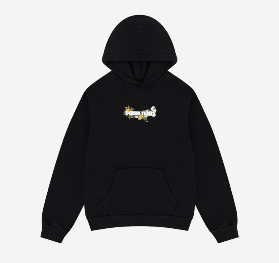 데님 티어스 자수 플로럴 후드 블랙 새상품 L XL XXL 상품이미지2