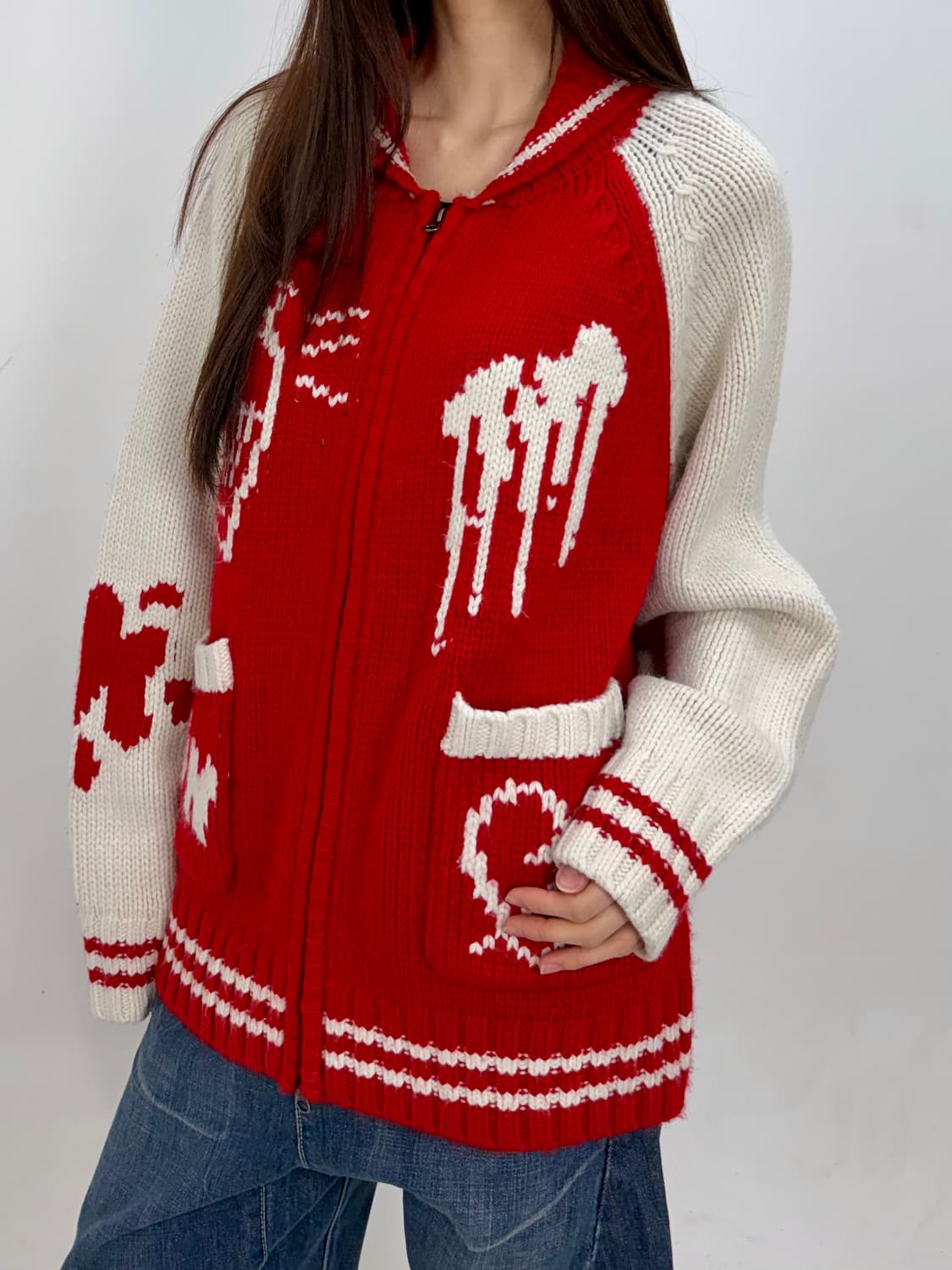 빈티지 니트 집업 상품이미지1