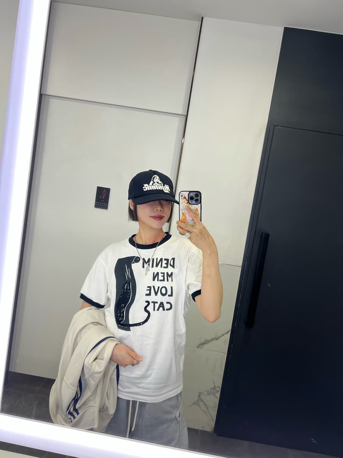 캐피탈 20 저지 링거 티셔츠 데님 맨 러브 캣 스크래치 Pt 화이트 상품이미지1