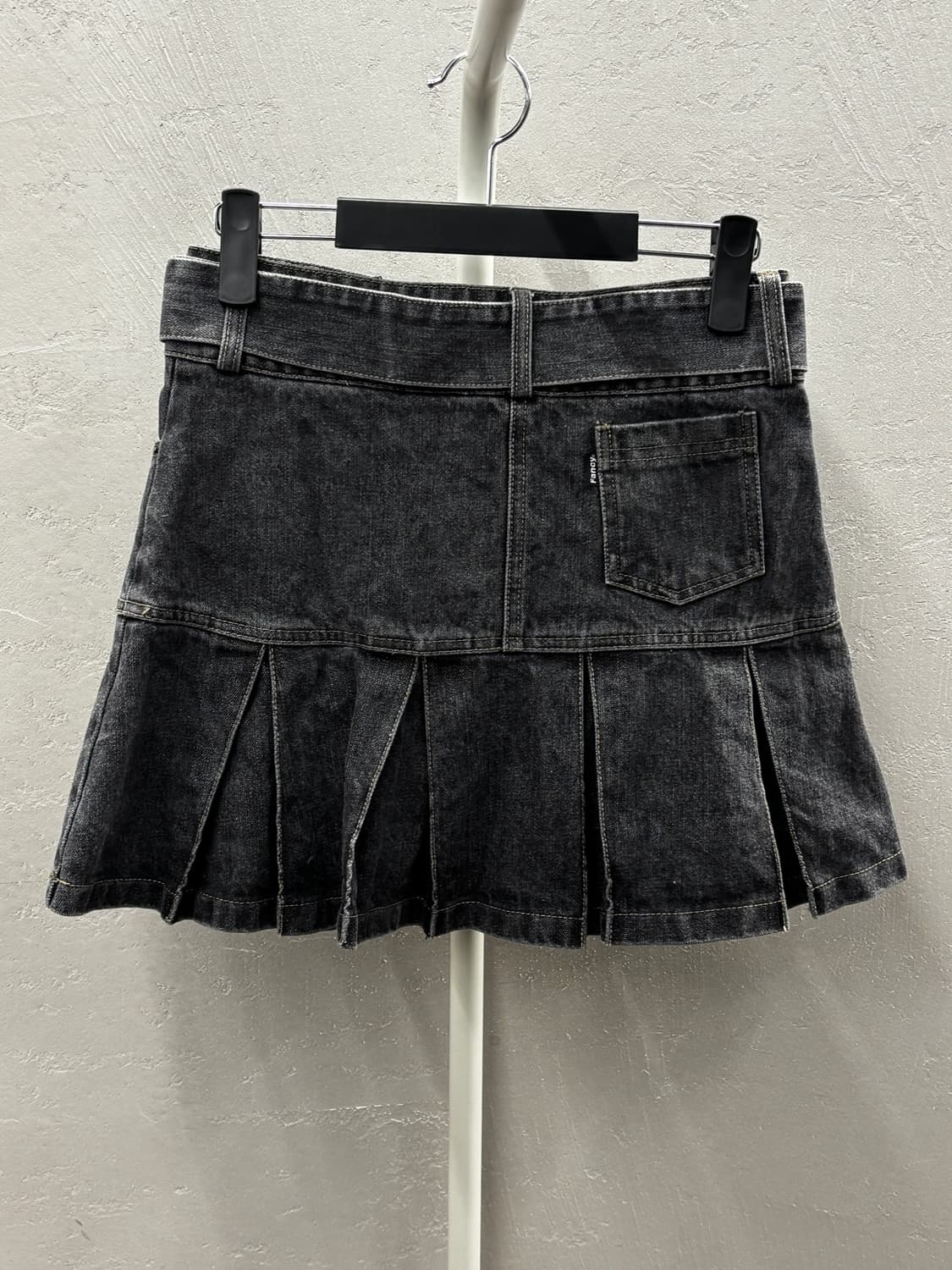 팬시클럽 블랙 데님 플리츠 스커트 벨트 세트 M 상품이미지8