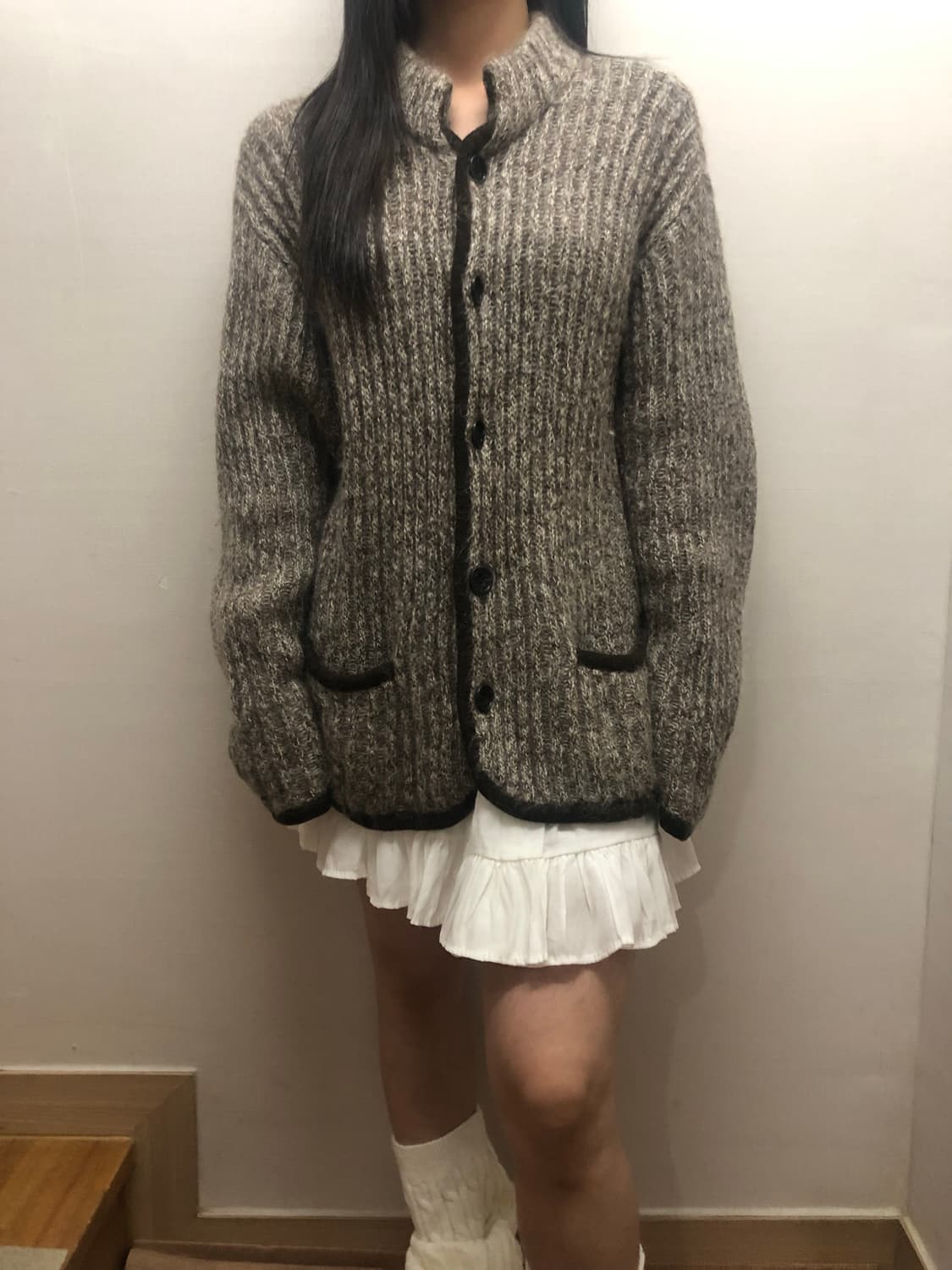 빈티지 그레이 울 니트집업 상품이미지6