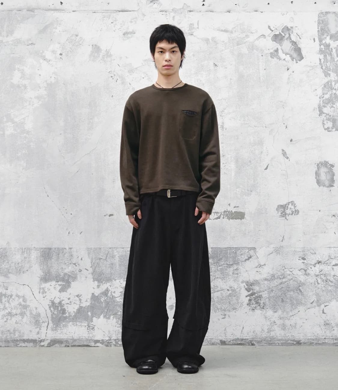 인템포무드 체크인 포켓 롱슬리브 브라운 M size 상품이미지2