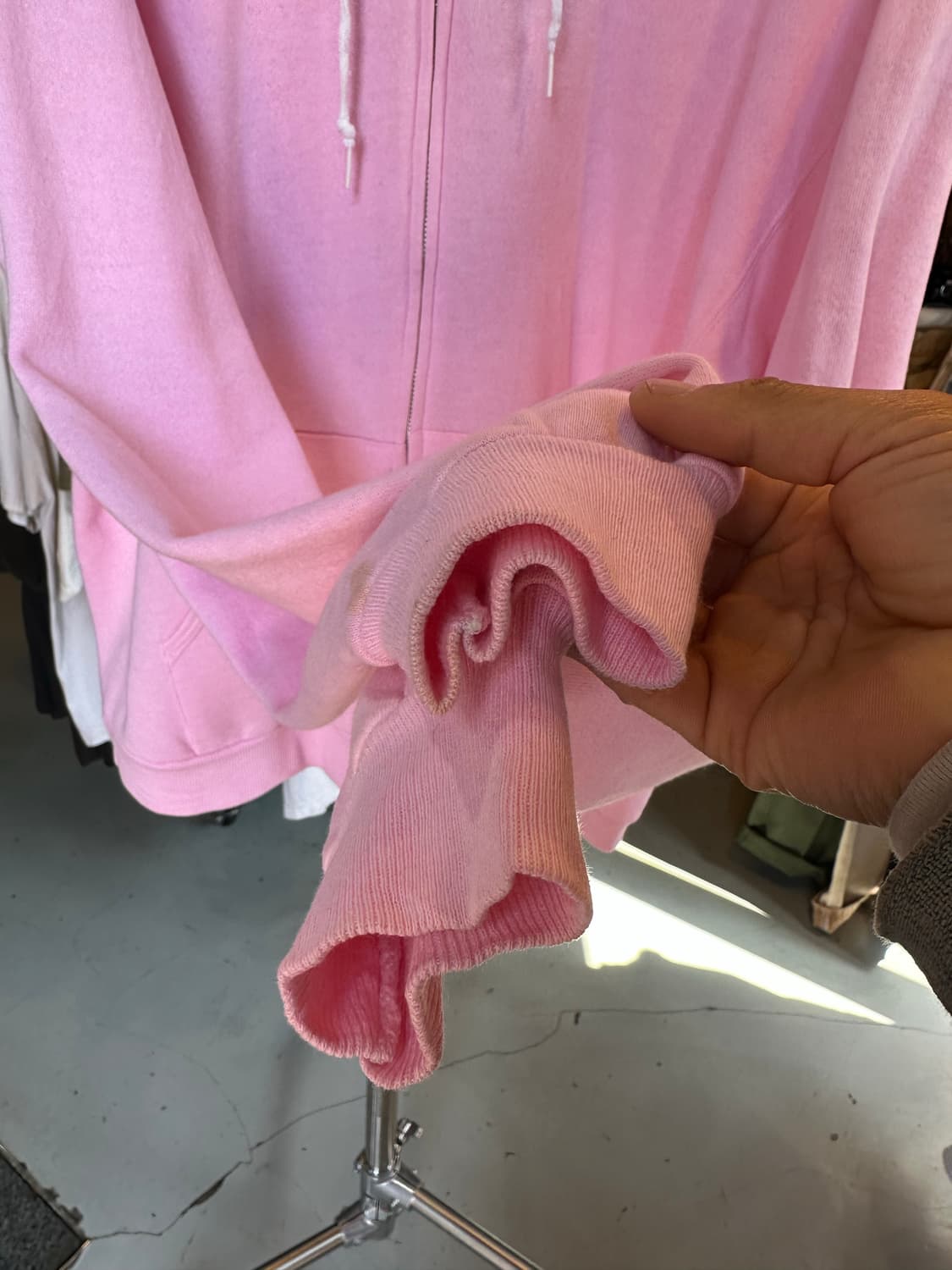 90s 헤인즈 50/50 플레인 집 스웻 후드 연핑크  상품이미지5