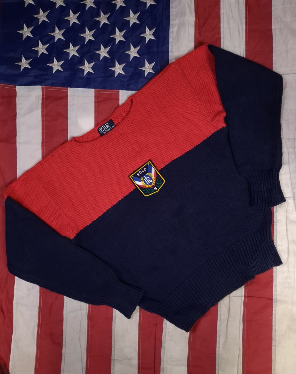 오리지날 80's 일본판 랄프로렌폴로 코튼 패치 니트 상품이미지1