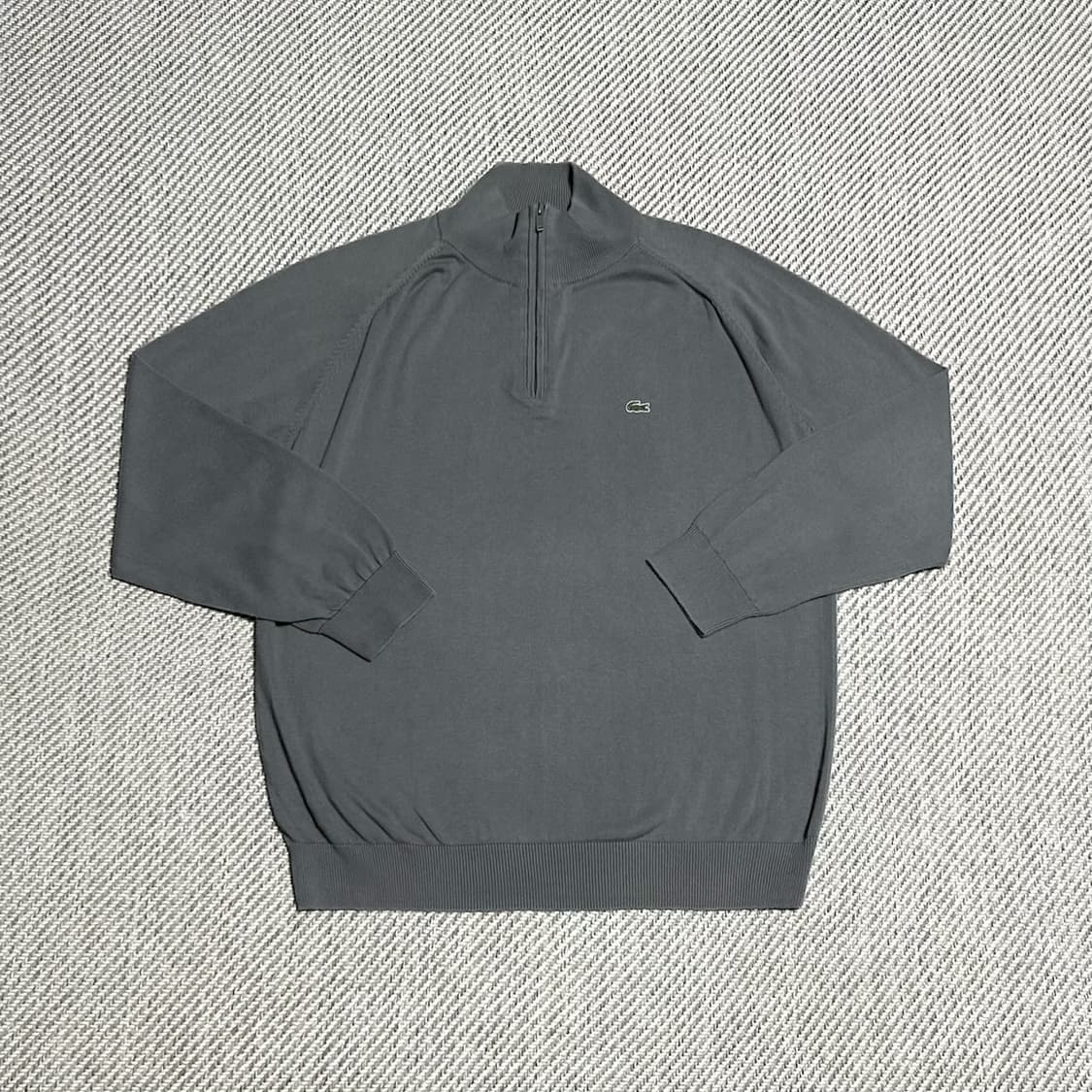 [XL] Lacoste 라코스테 그레이 반집업 코튼 니트 상품이미지1