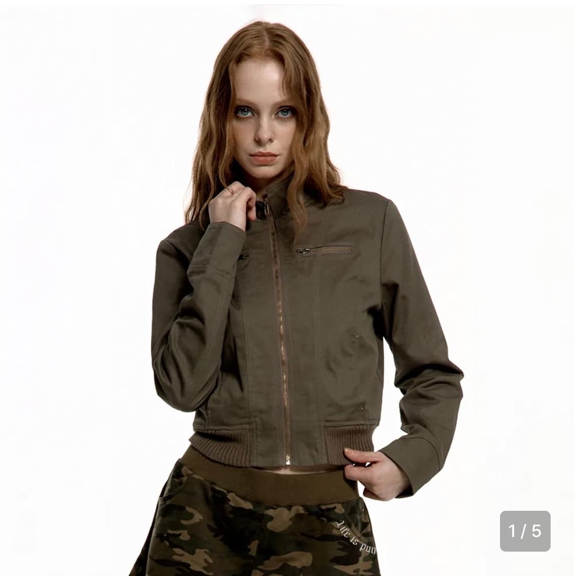 러프넥 코튼 블루종 자켓 상품이미지1