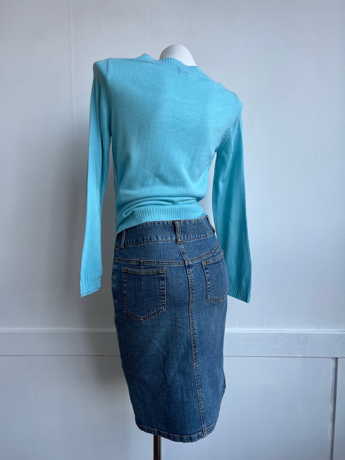 Save Our Soul 아쿠아 브이넥 버튼 니트 상품이미지6