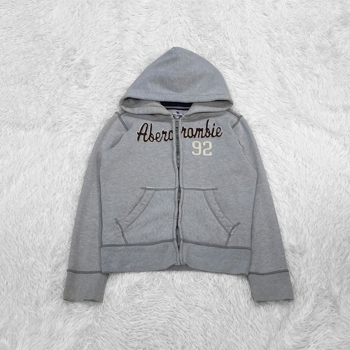 아베크롬비 스펠 로고 후드집업 그레이 상품이미지2
