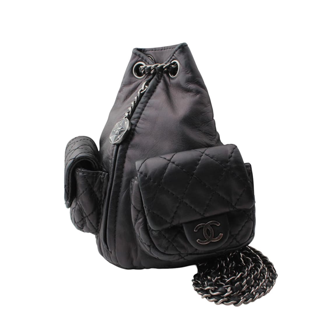 샤넬 블랙 퀼팅 램스킨 은장 미니 백팩 상품이미지2
