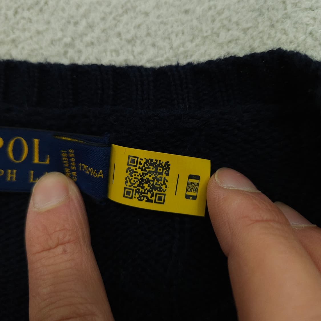 폴로 랄프 로렌 신형 QR 케이블 니트 M 네이비 상품이미지3