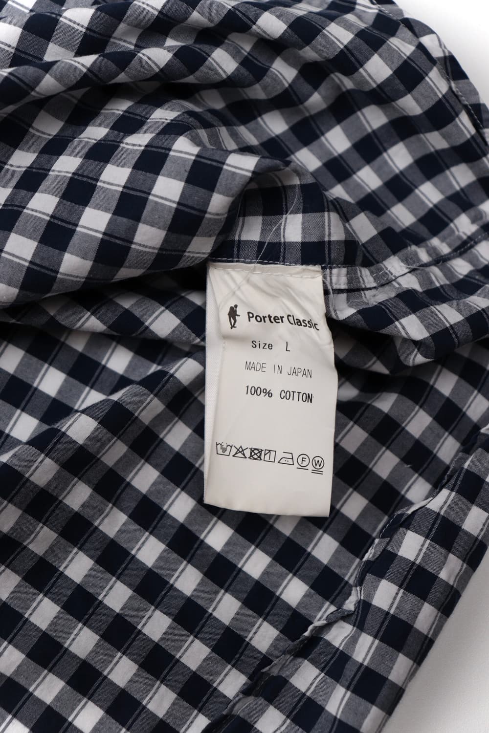 Porter classic 롤업 깅엄셔츠 Navy 상품이미지7