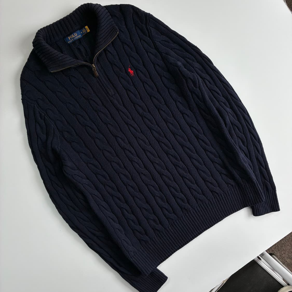 Polo 폴로 랄프로렌 현행QR 쿼터집업 케이블 니트 상품이미지3