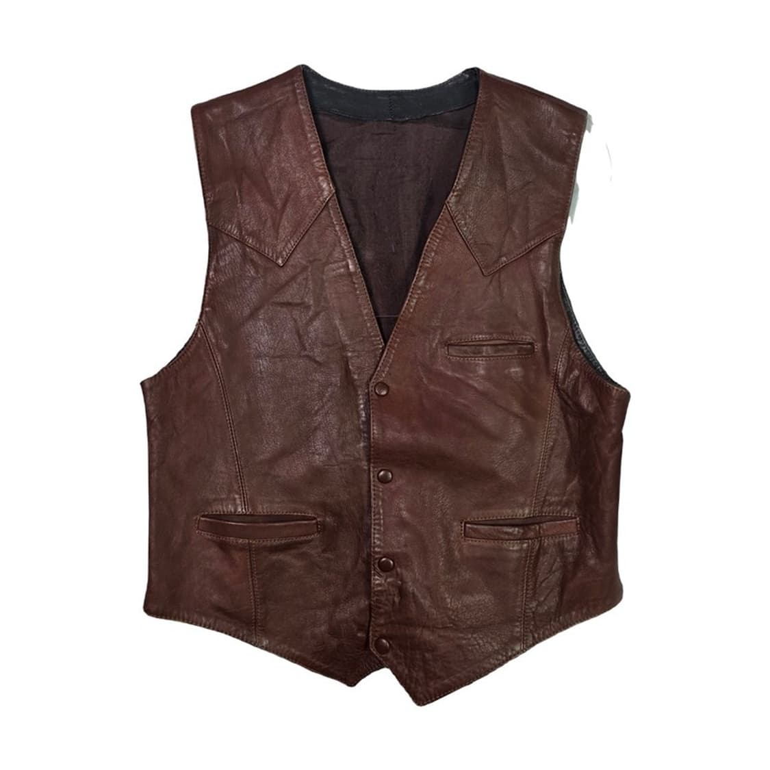 Vintage 리얼 램스킨 웨스턴 레더 베스트 M 상품이미지1