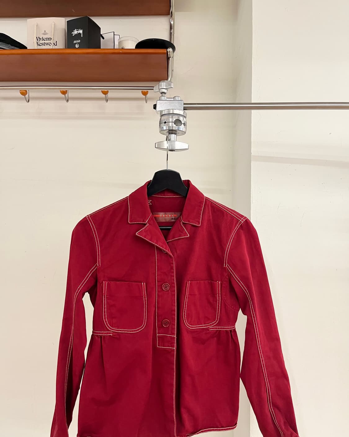 프라다 레드 코튼 버튼 업 자켓 상품이미지2