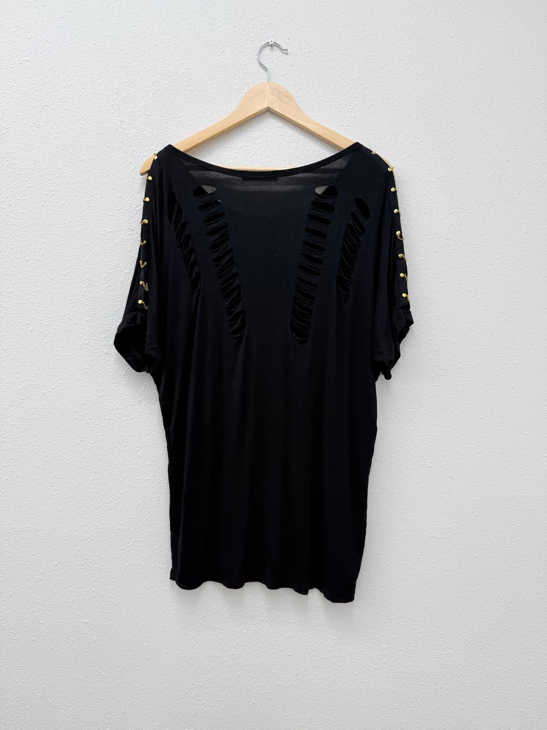 빈티지 블랙 펑크 디테일 반팔티 상품이미지5