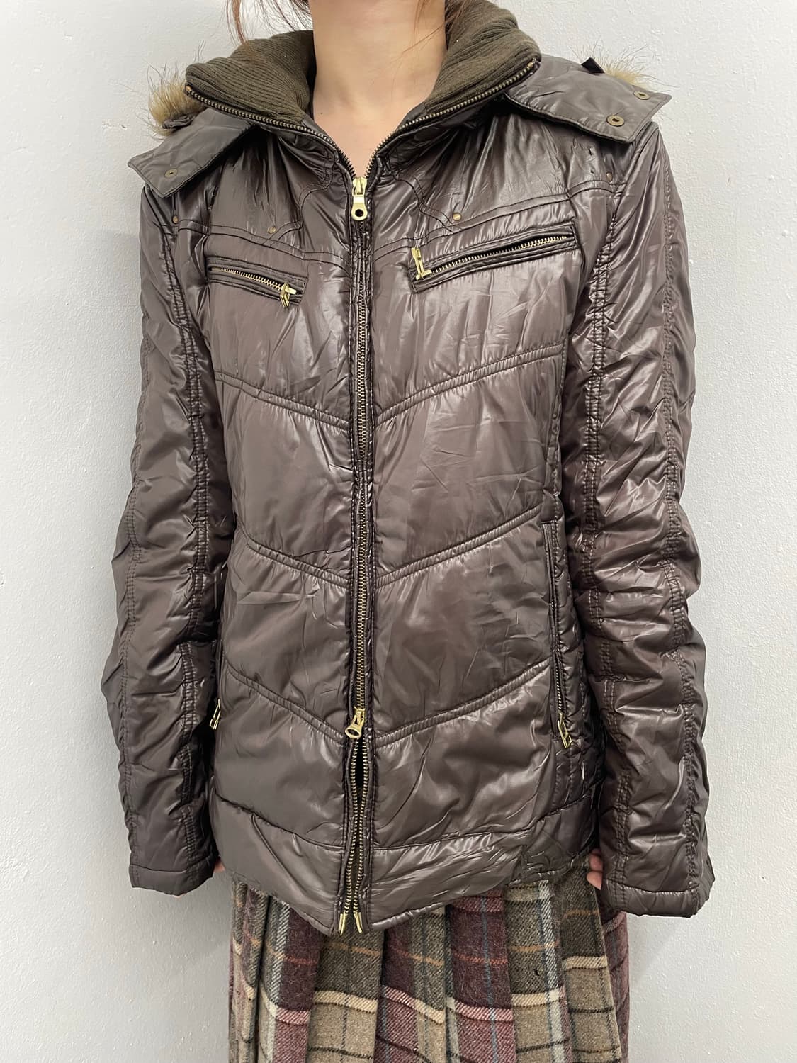 y2k 브라운 투웨이 패딩 자켓  상품이미지5