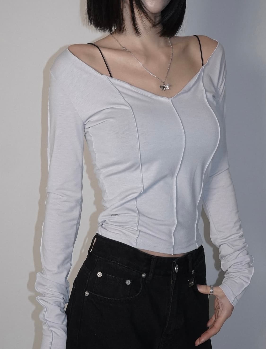 페일제이드 라인 데끼 티셔츠 블랙 상품이미지4