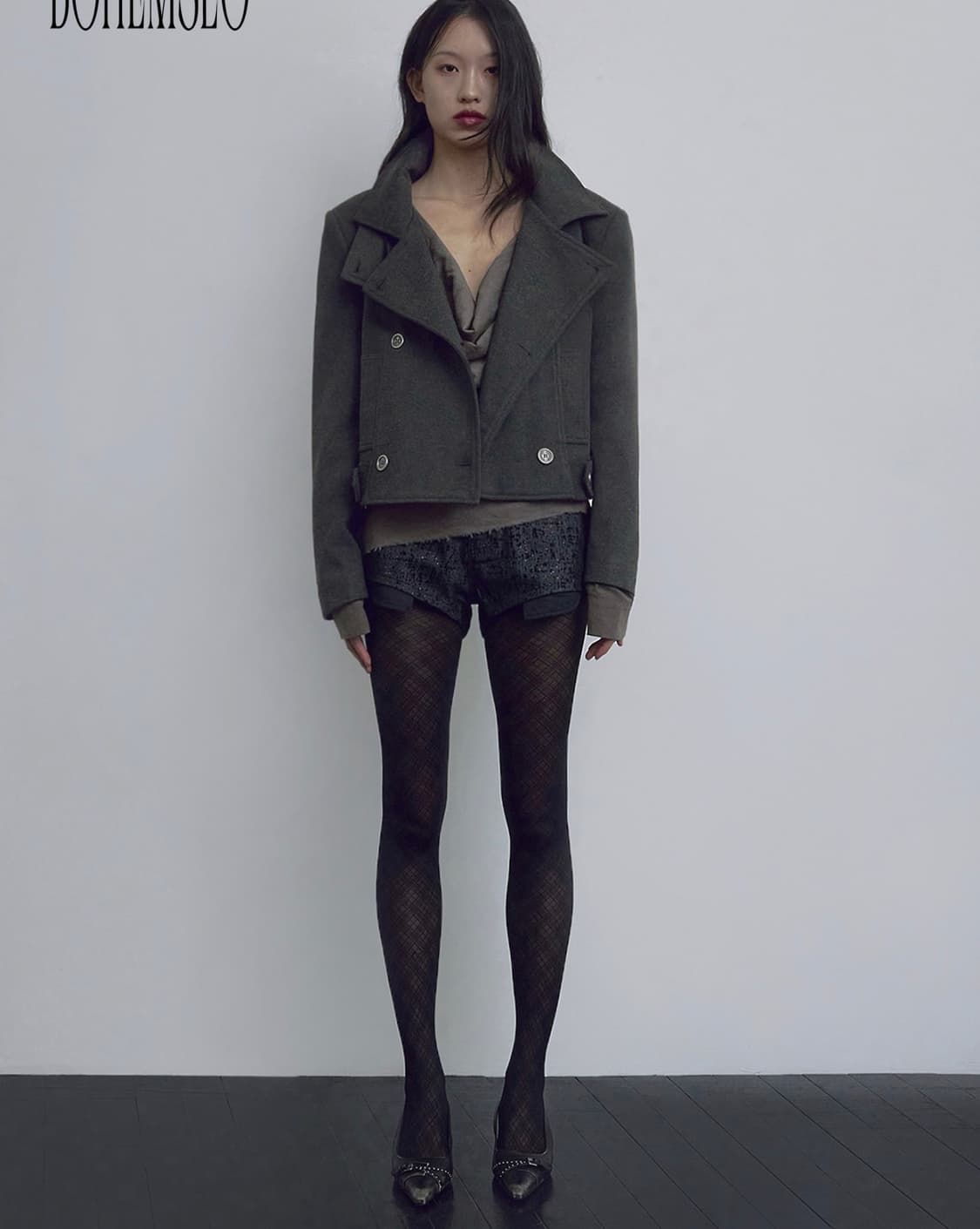 보헤미안서울 하프 코트 챠콜 상품이미지6