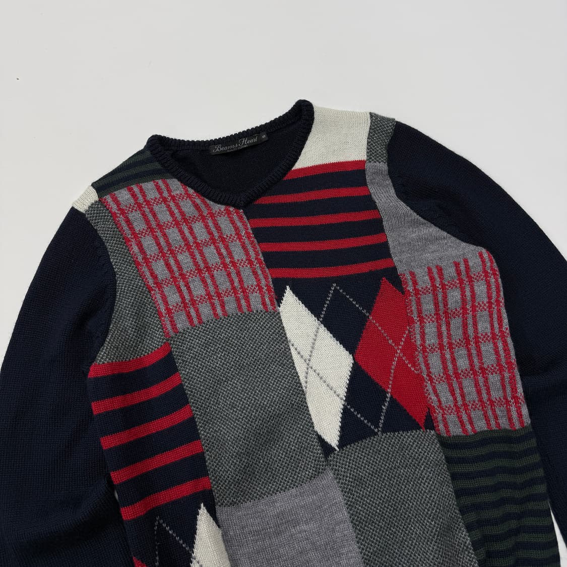 Beams patchwork sweater 상품이미지3