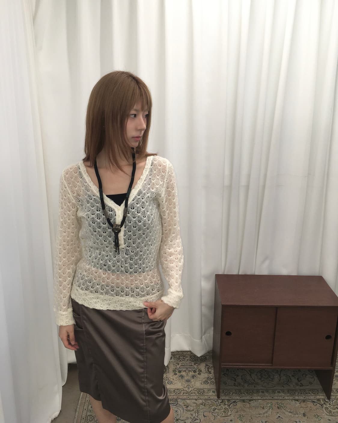 아이보리 크로쉐 니트 상품이미지1