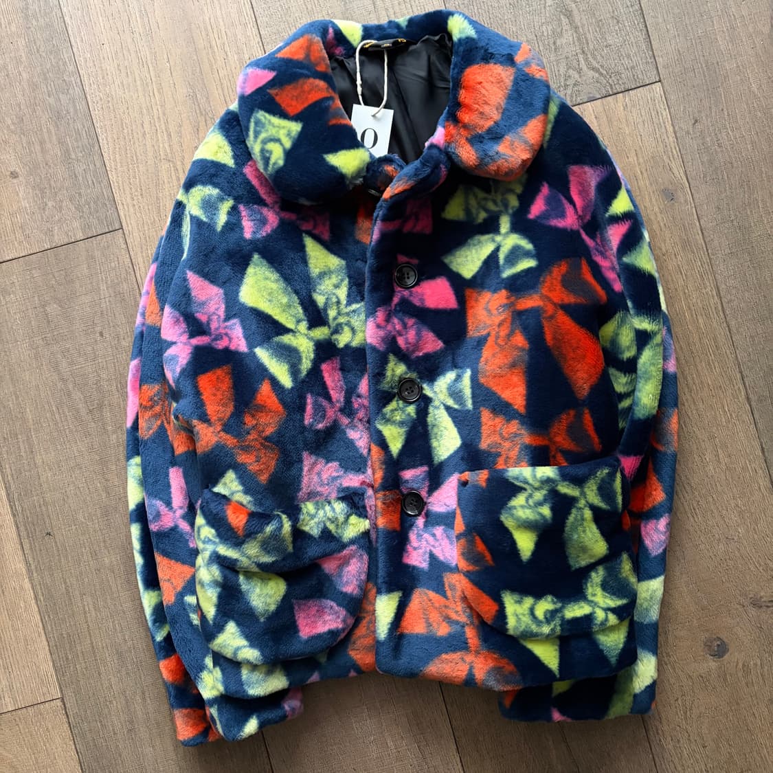 Ribbon Round Collar Fur Jacket 상품이미지6