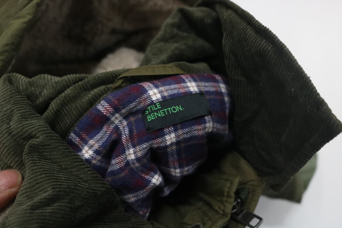 베네통 페이딩 빈티지 퀼팅 양털 후드 자켓 상품이미지7