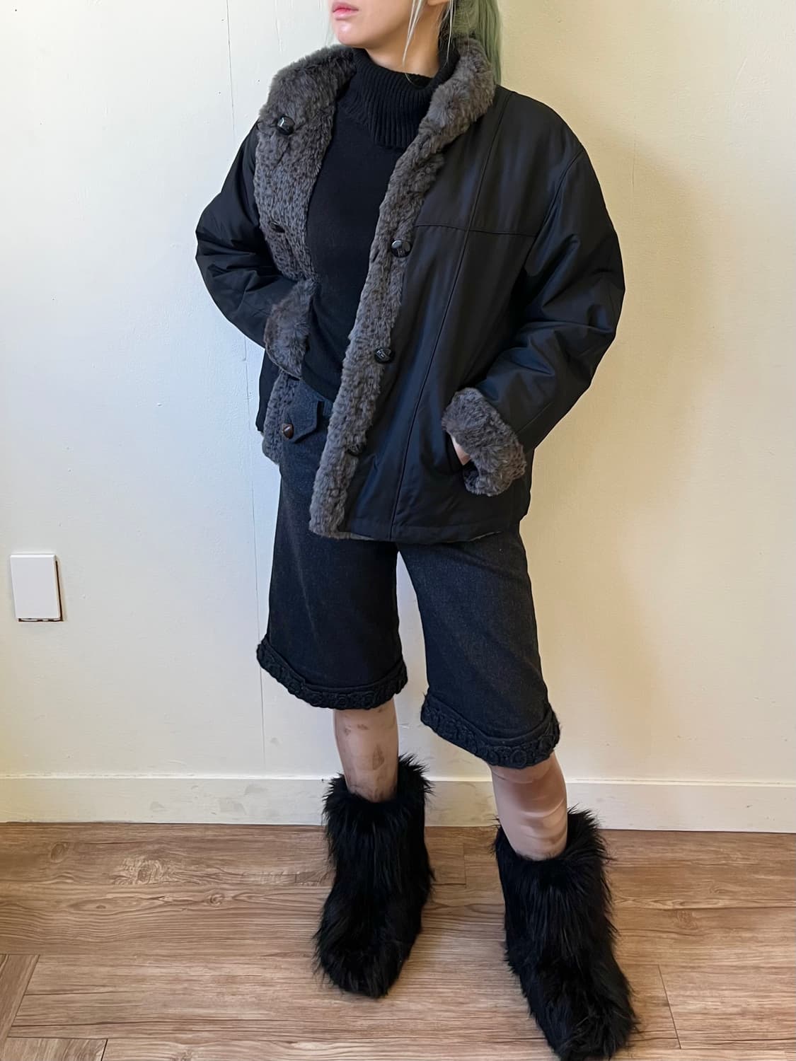 Anhydre 리버시블 래빗 퍼 자켓 상품이미지5