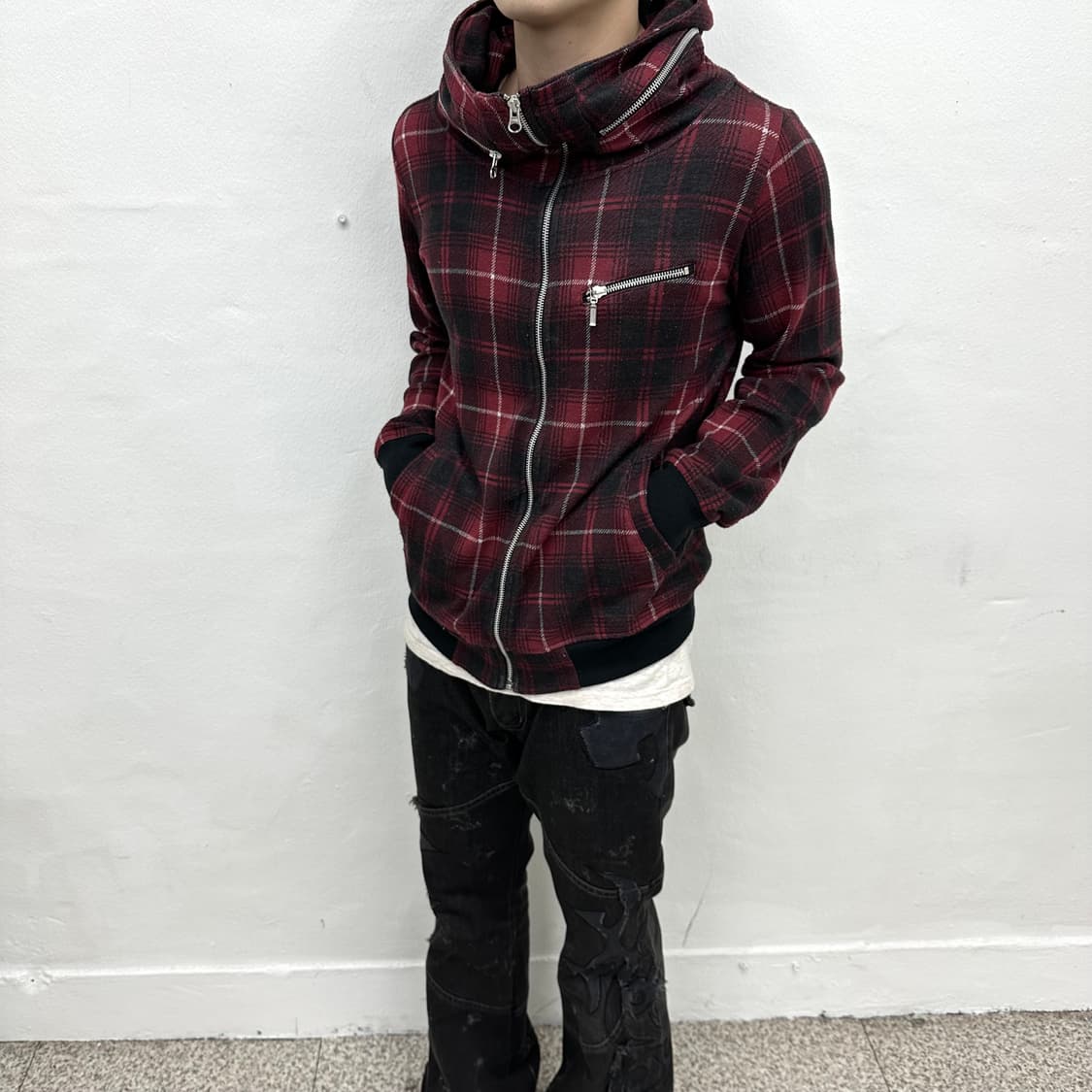 Red tartan bono zip jacket 상품이미지2