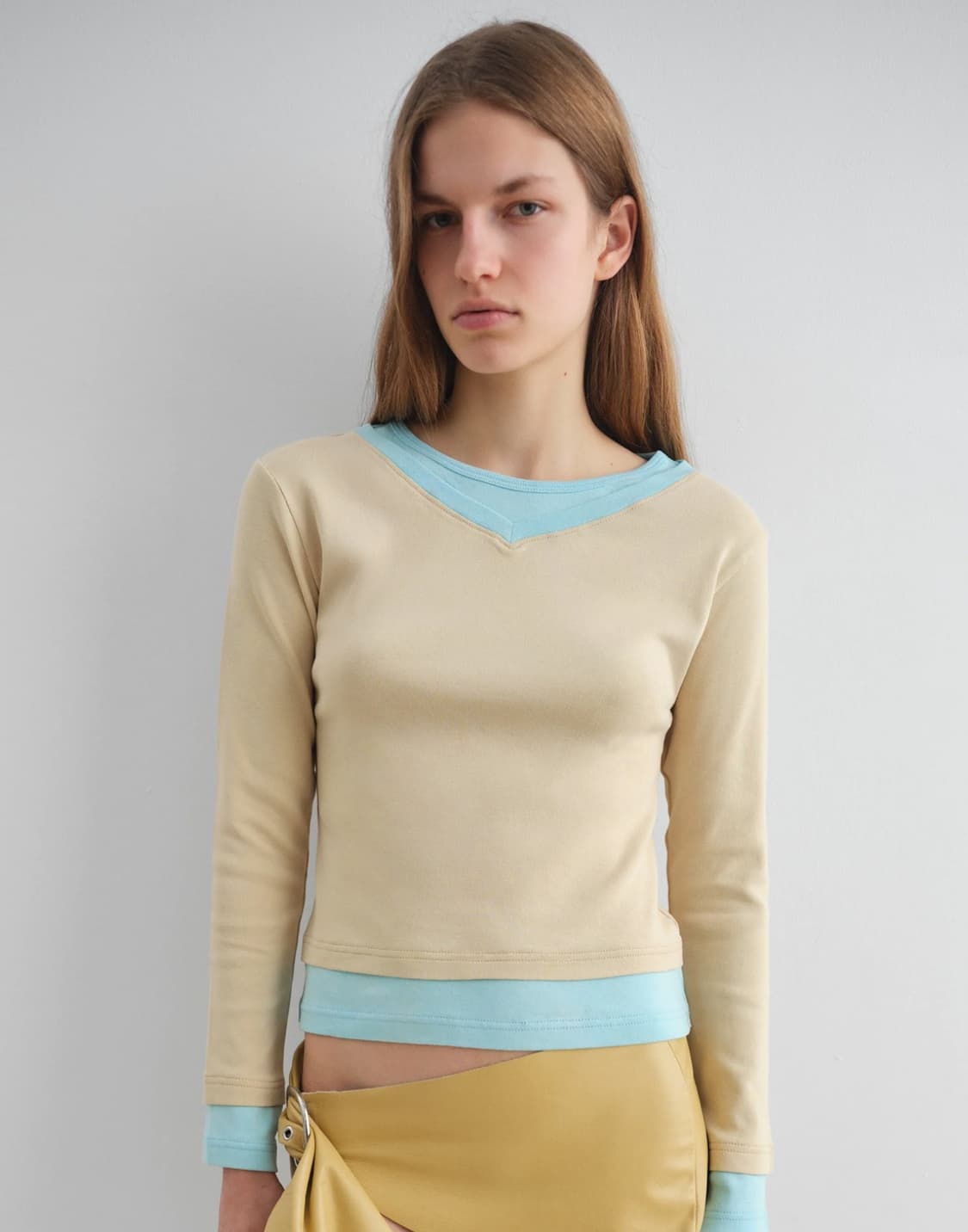 (S,M) 기마구아스 SAMM T-SHIRT BEIGE BLUE 상품이미지3
