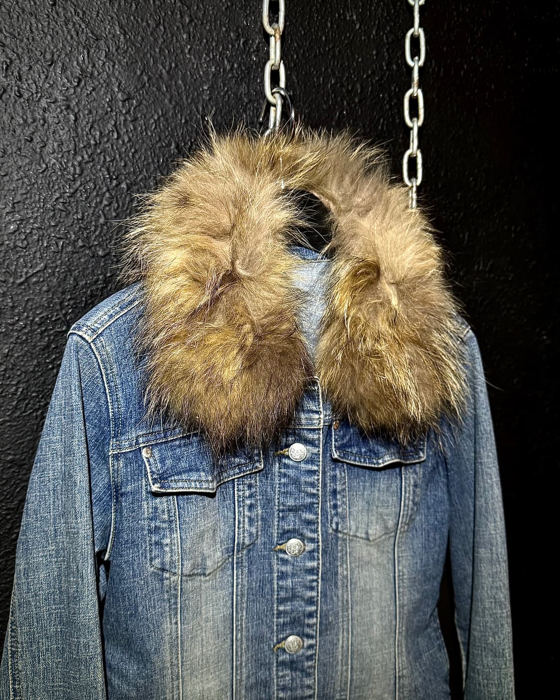 Denim Fur Collar Jacket – Light Wash  상품이미지2