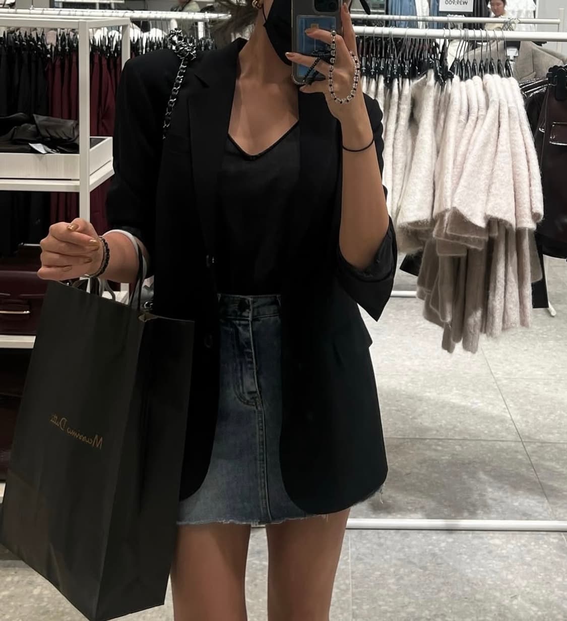 [새 상품] 쥬드마켓 스웨이드자켓 블랙 + 데님 스커트 s 상품이미지1