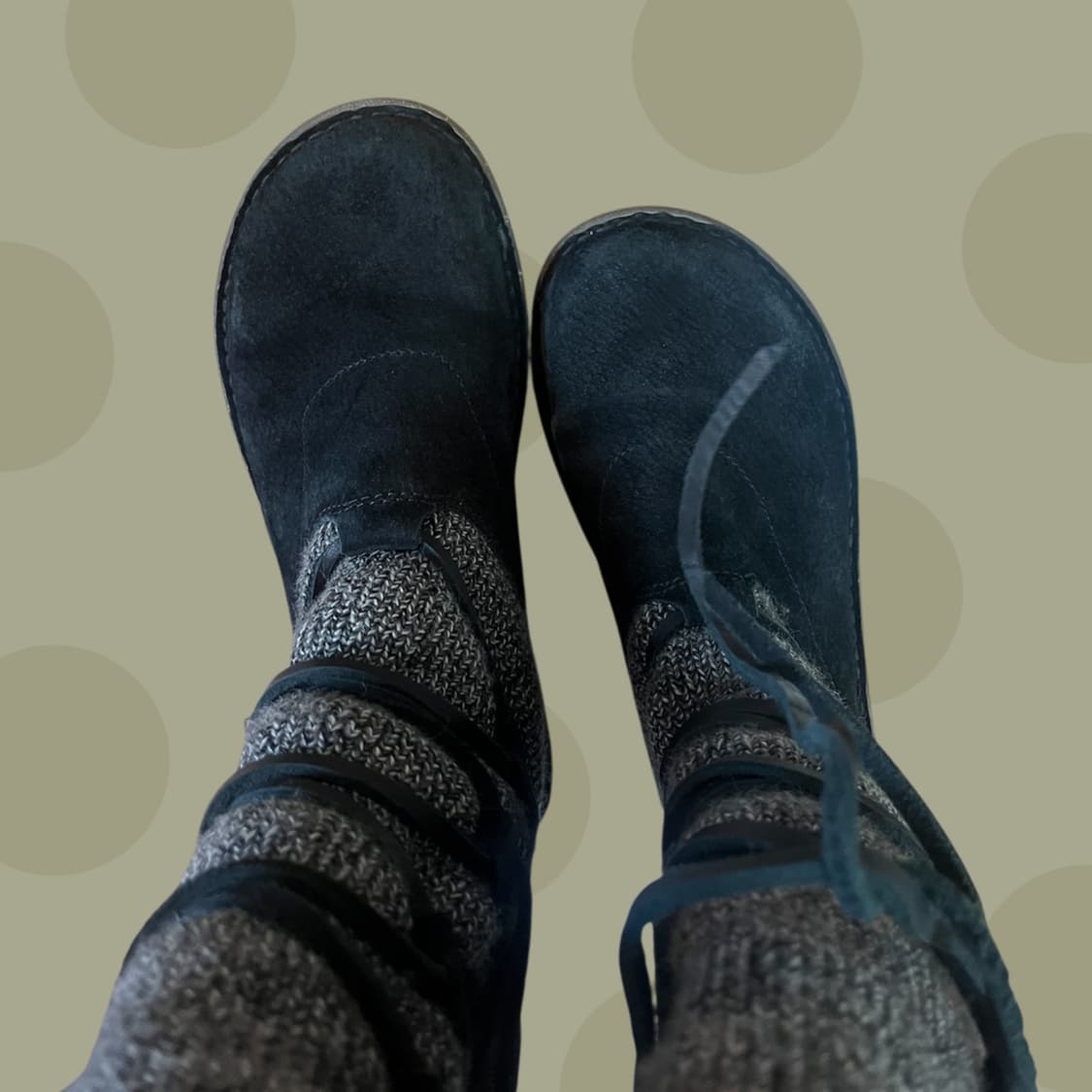 빈티지 어그 레이어드 스웨이드 니트 부츠 / 히피 부츠 상품이미지3