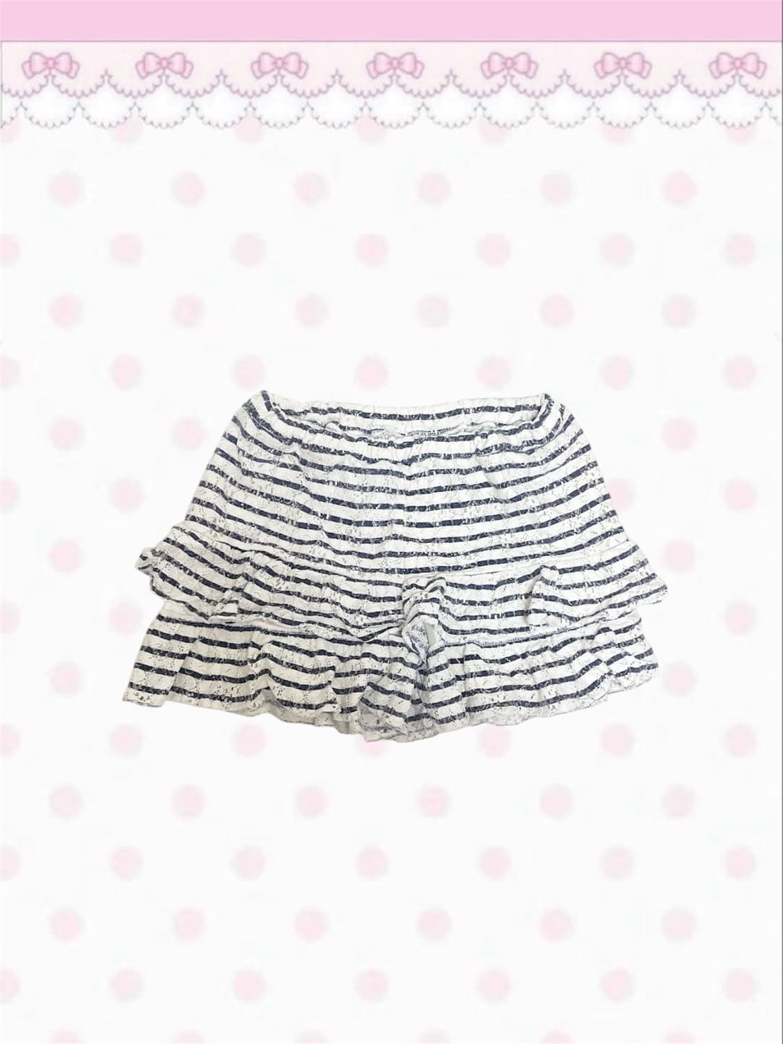빈티지 마린 네이비 레이스 스트라이프 캉캉 스커트 팬츠 상품이미지1