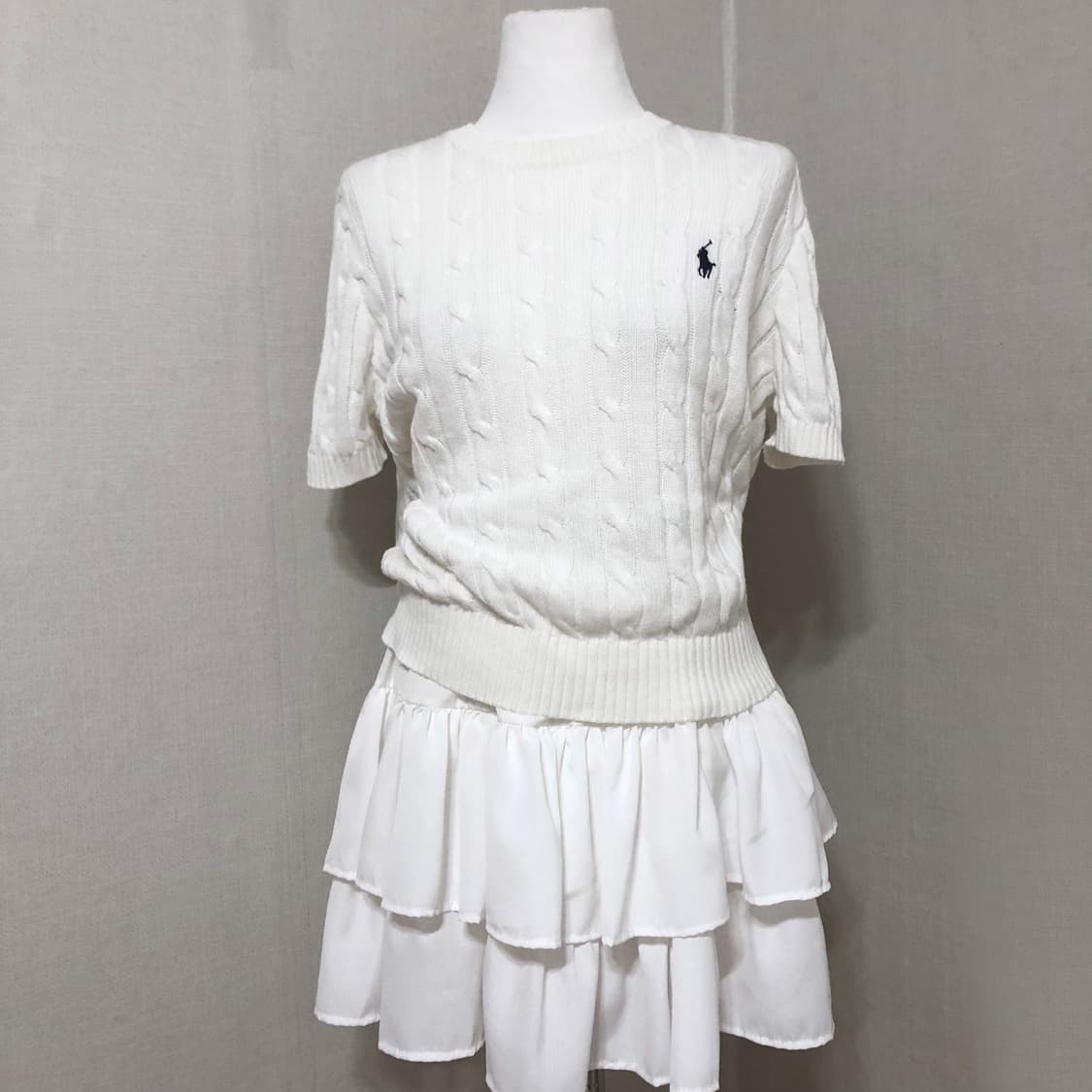 폴로 화이트 니트 반팔티 L 상품이미지1