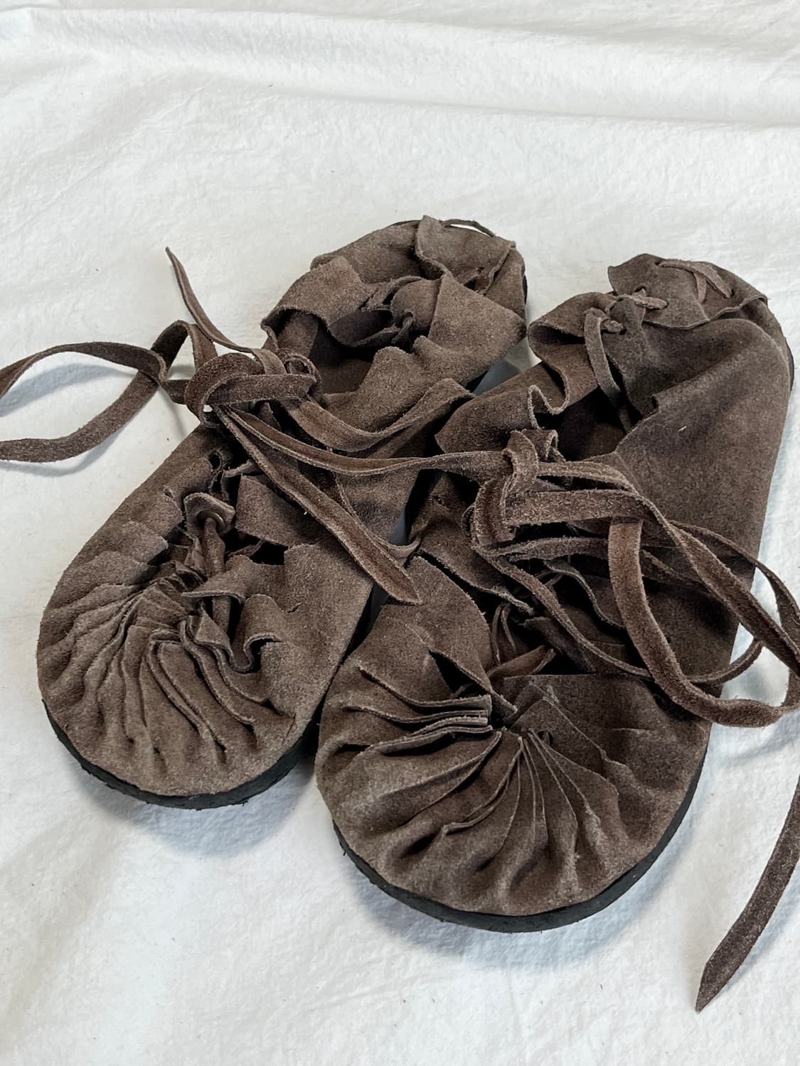 [240] 브라운 스웨이드 분트슈 레이스업 빈티지 로만샌들 상품이미지3