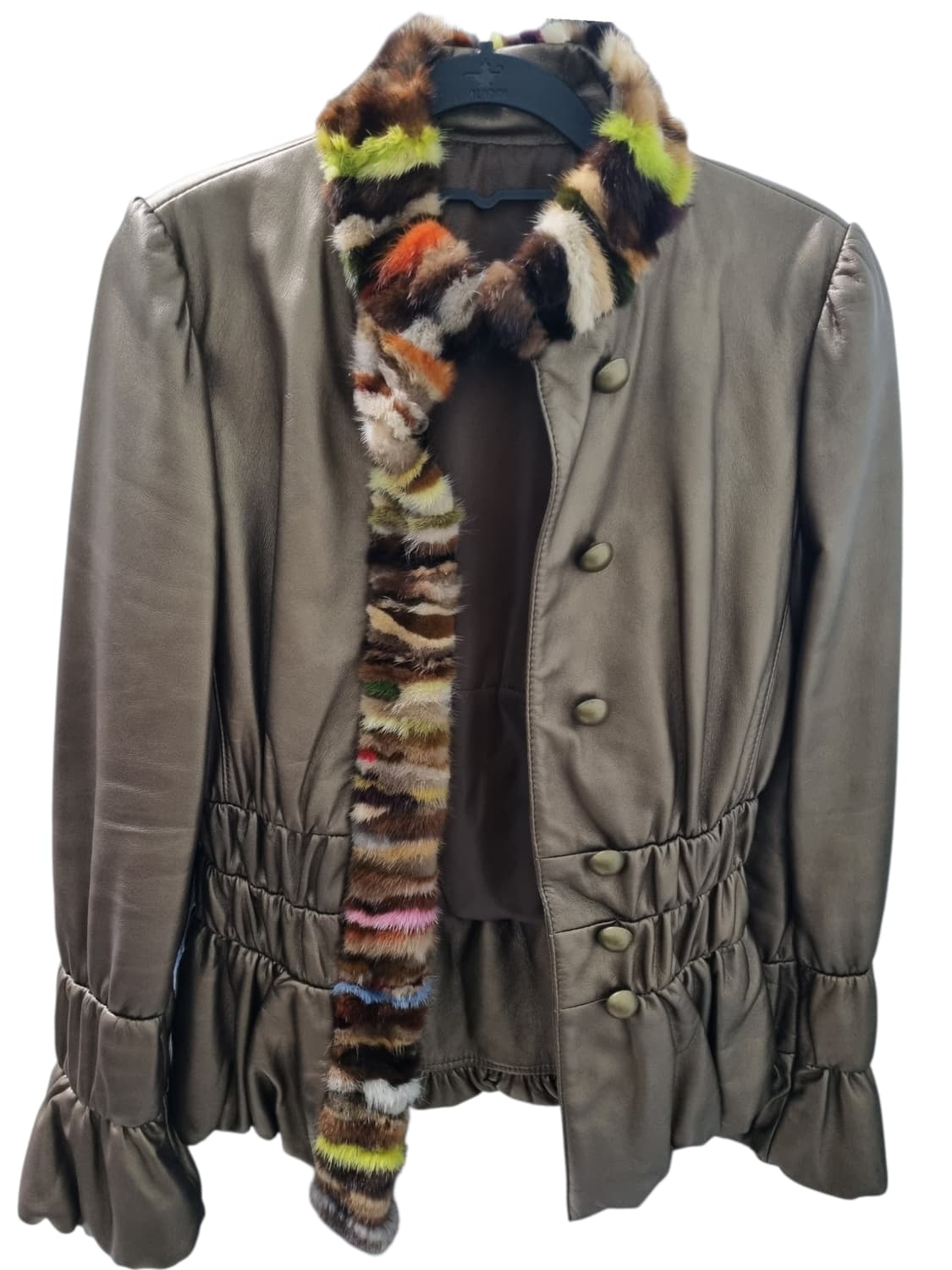 컬러밍크 트리밍 레더 자켓 44-55 상품이미지3