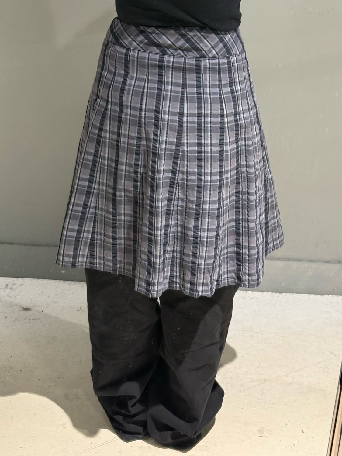 check pattern wrap design midi skirt 상품이미지3