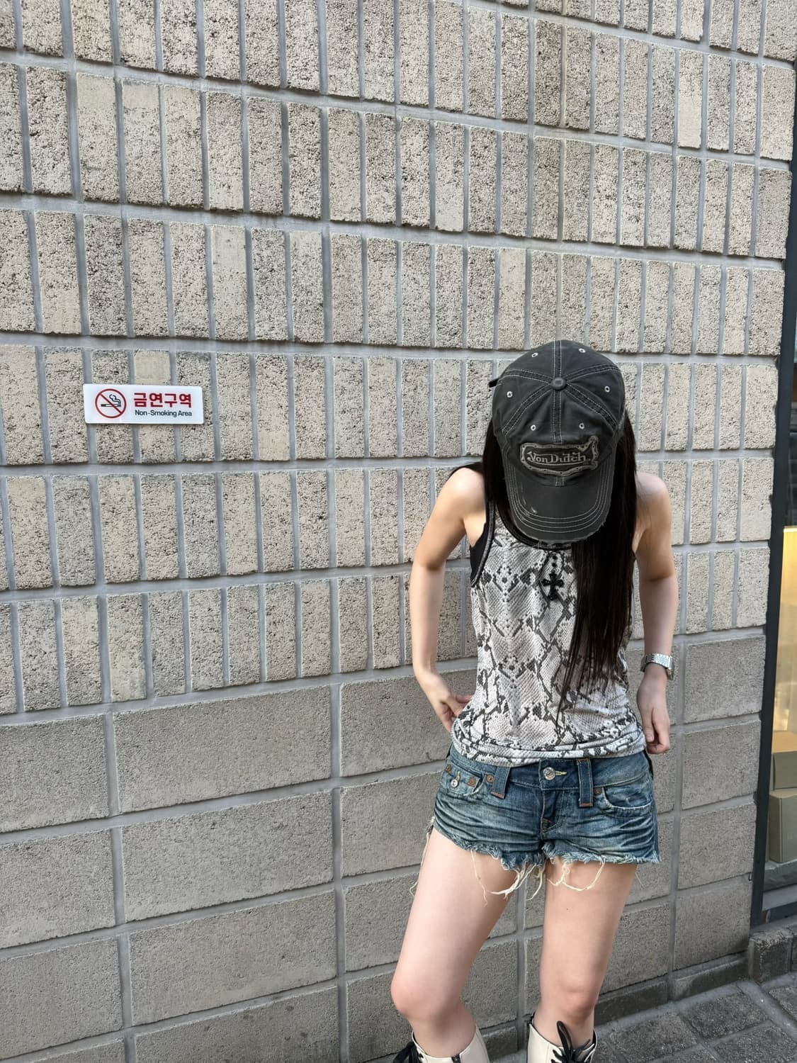 토네이도 마트 파이톤 패턴 매쉬 슬리브리스 상품이미지3