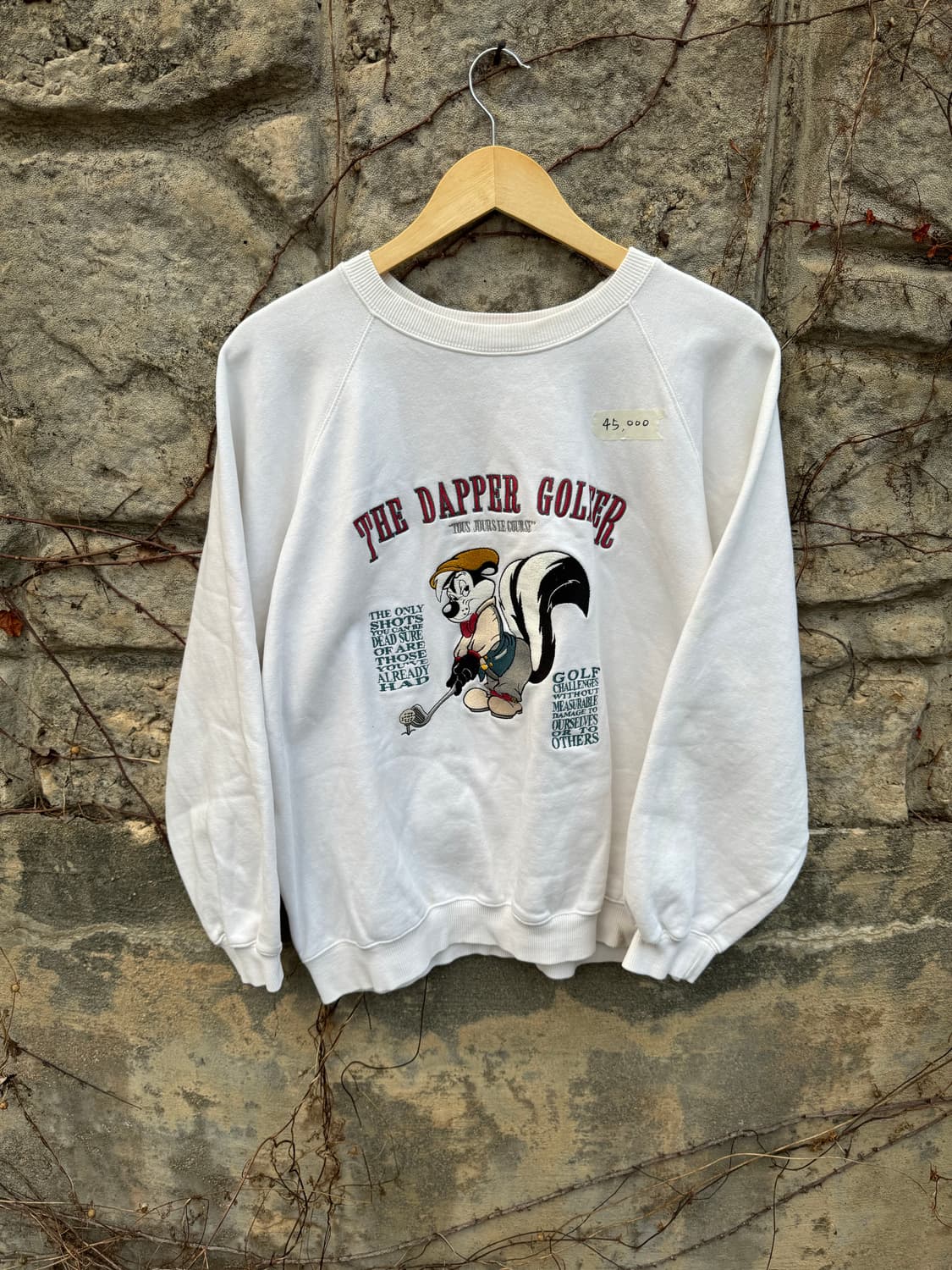 90s 루니툰즈 taz 골프 빈티지 자수 스웻 셔츠 맨투맨 화이트 상품이미지1