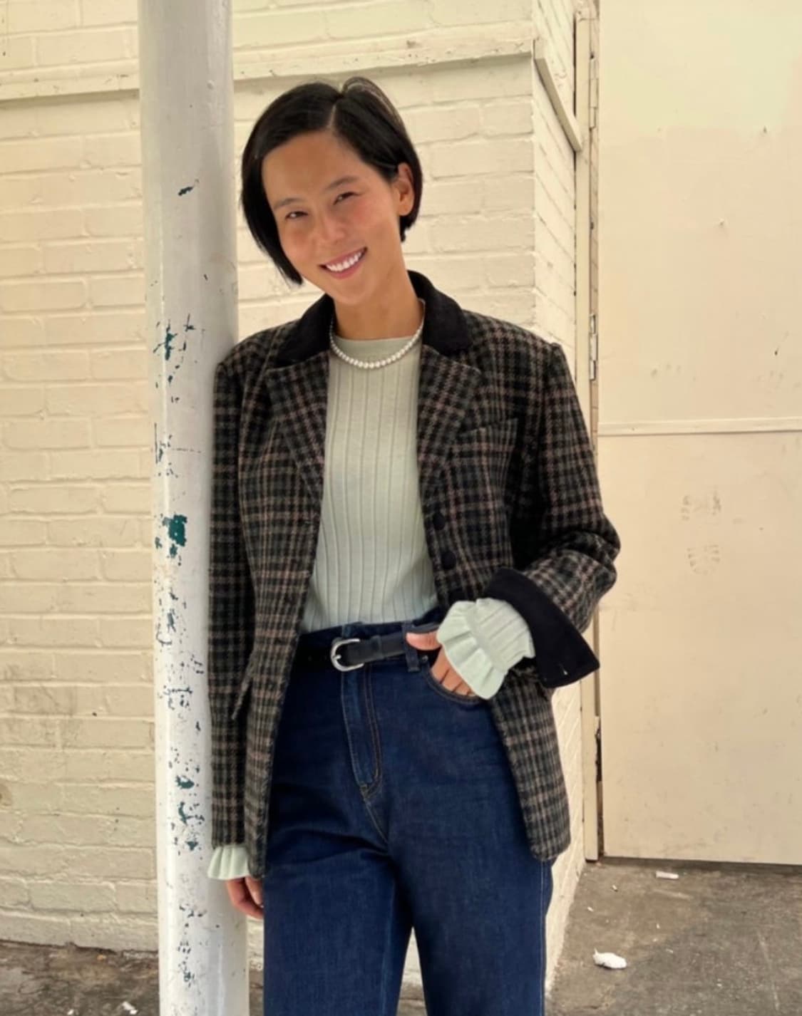 앤유 체크 울자켓  상품이미지2