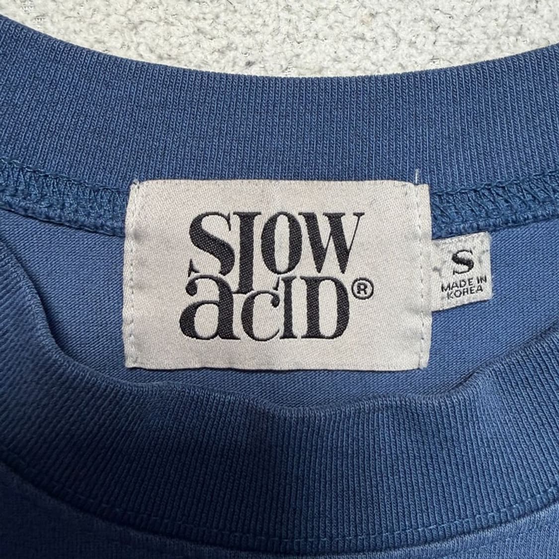 슬로우애시드 블러리 로고 반팔 티셔츠 딥블루 S 상품이미지3
