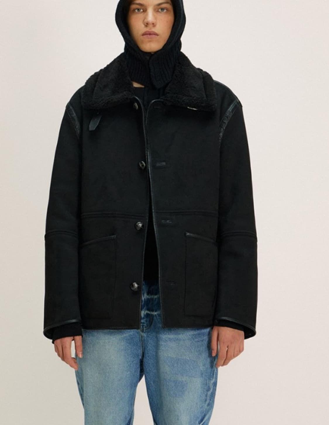 누아클레 NUAKLE 시어링 스웨이드 무스탕 블랙 2번 사이즈 상품이미지5