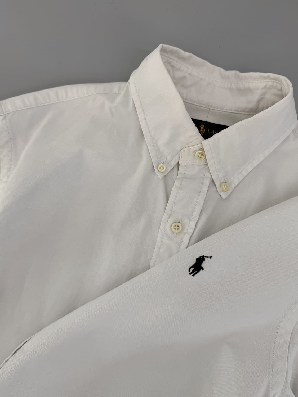 폴로 랄프로렌 신형 QR라벨 가먼트 다이 화이트 셔츠 상품이미지4