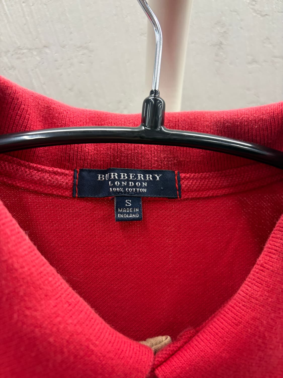 버버리 카라 반팔 티셔츠 레드 S 상품이미지3