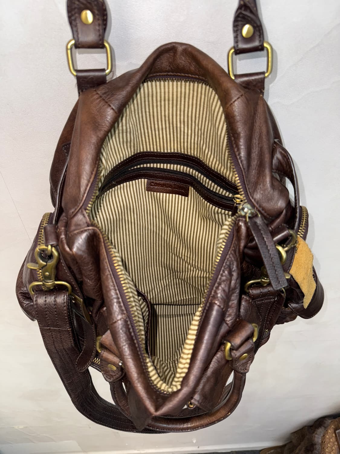 Dark brown multi pocket leather 투웨이백 상품이미지5